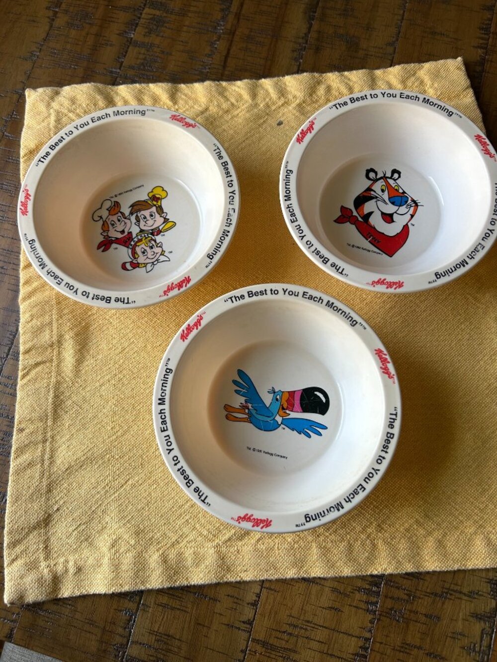 Vintage Kellogg's Character   Cereal bowls Tony the Tiger, Toucan Sam ,  Snap, C